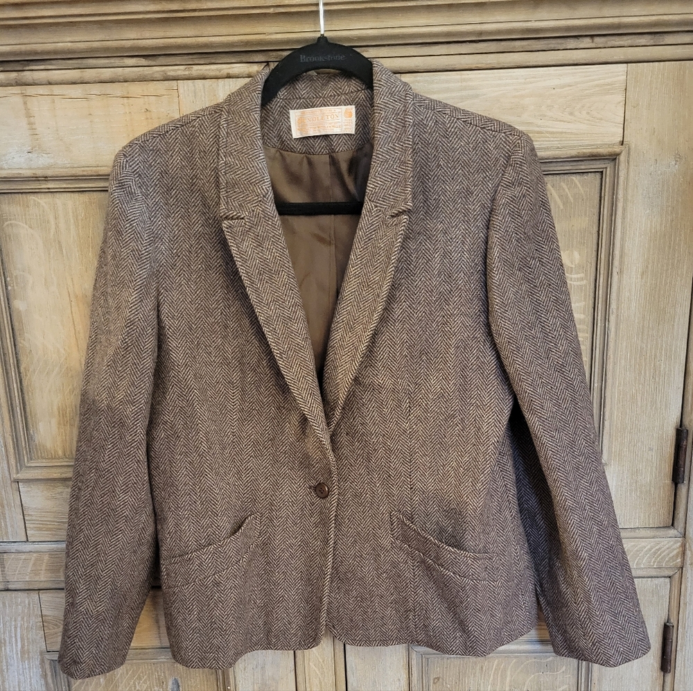 Pendleton Brown Herringbone Blazer - image 1
